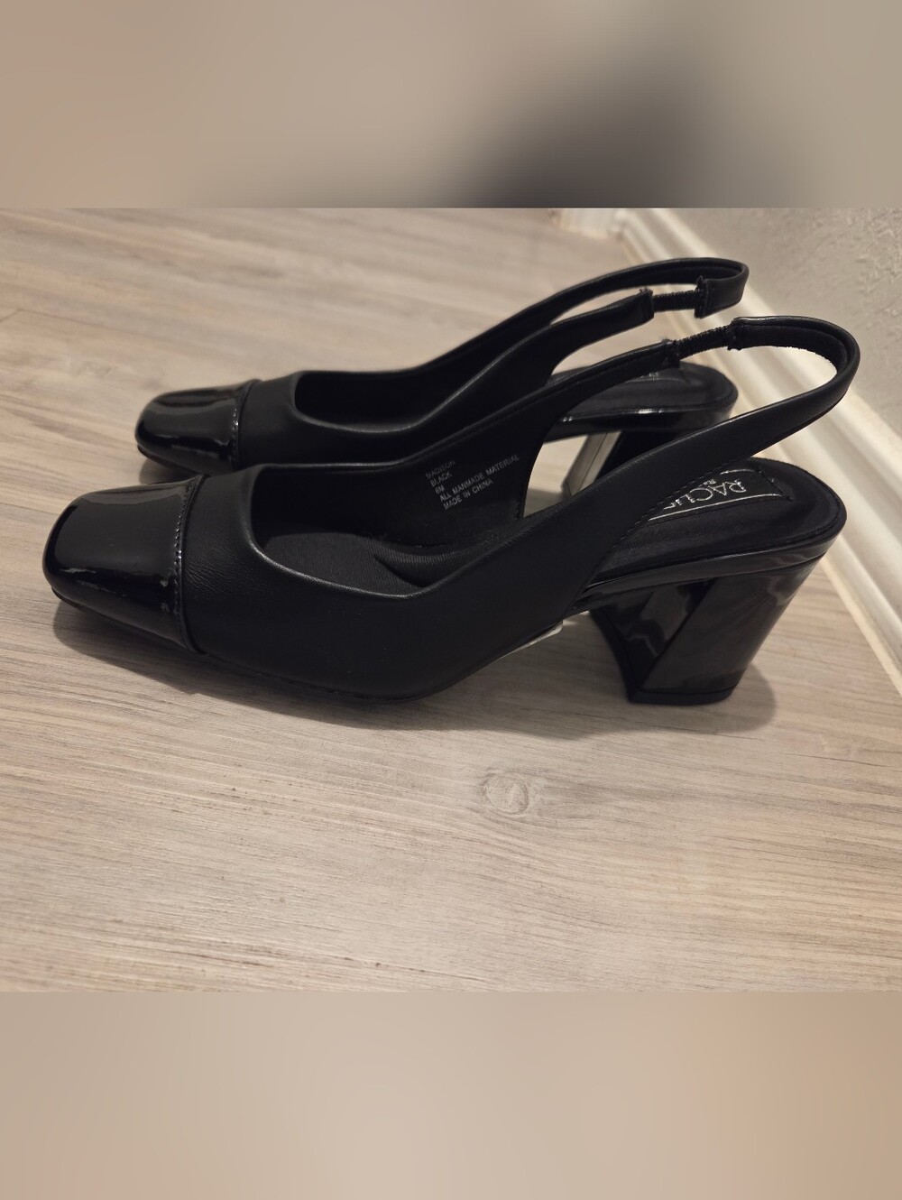 Women's Black Slingback Block Heel Pumps